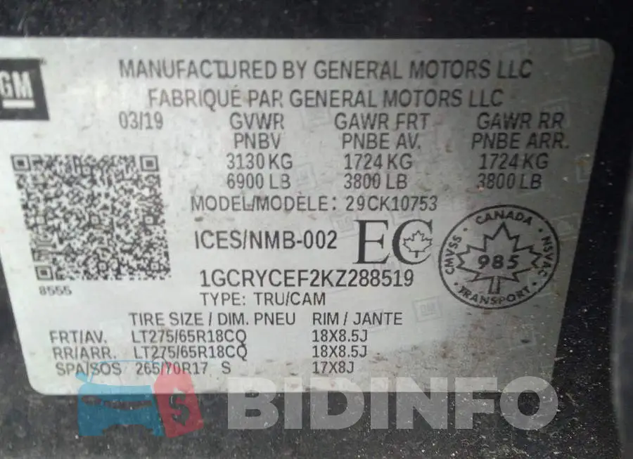 1GCRYCEF2KZ288519 Photo# 9