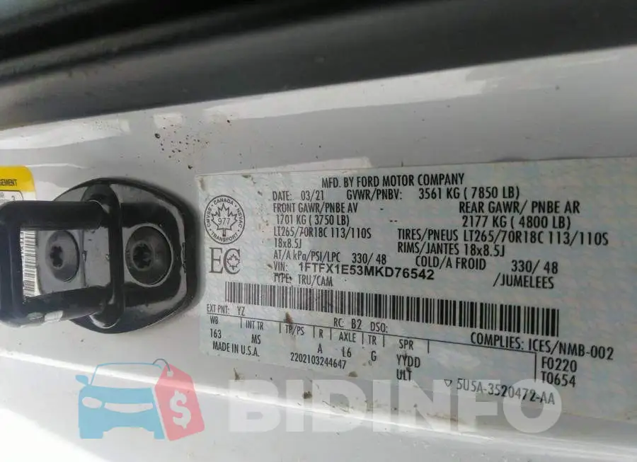 1FTFX1E53MKD76542 Photo# 9