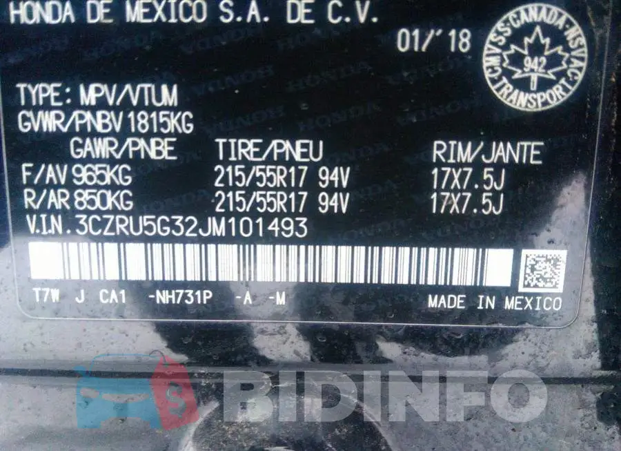3CZRU5G32JM101493 Photo# 9