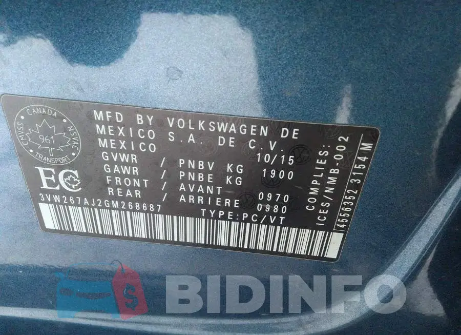 3VW267AJ2GM268687 Photo# 9