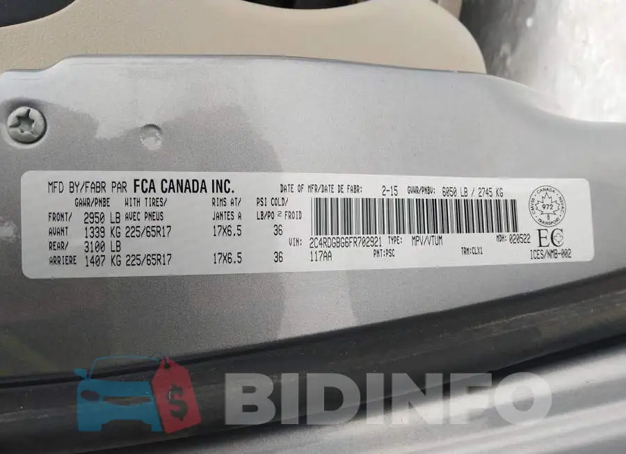 2C4RDGBG6FR702921 Photo# 9