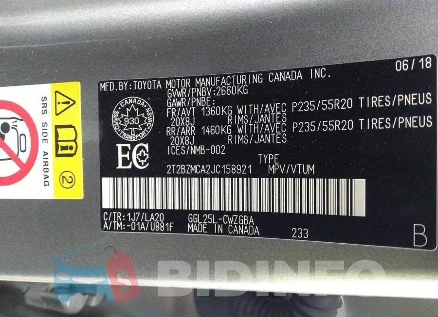 2T2BZMCA2JC158921 Photo# 9