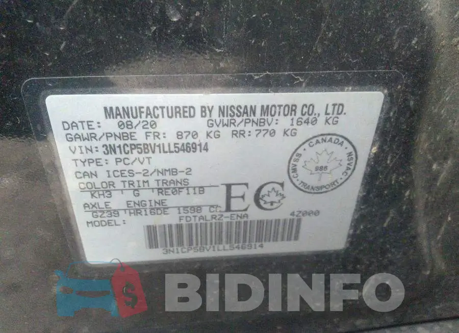 3N1CP5BV1LL546914 Photo# 9
