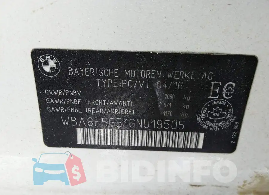 WBA8E5G51GNU19505 Photo# 9
