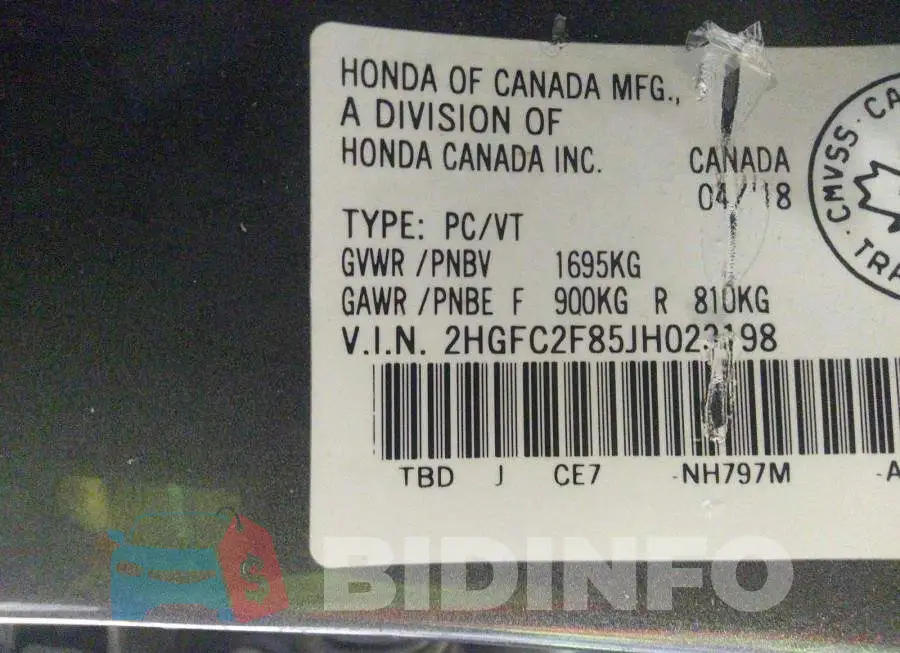 2HGFC2F85JH023198 Photo# 9