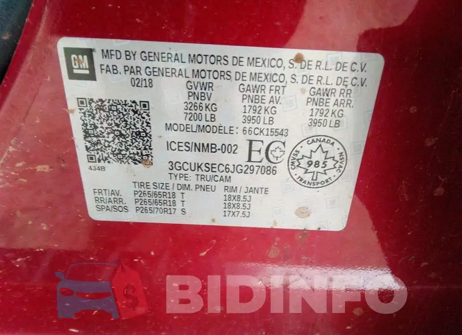 3GCUKSEC6JG297086 Photo# 9