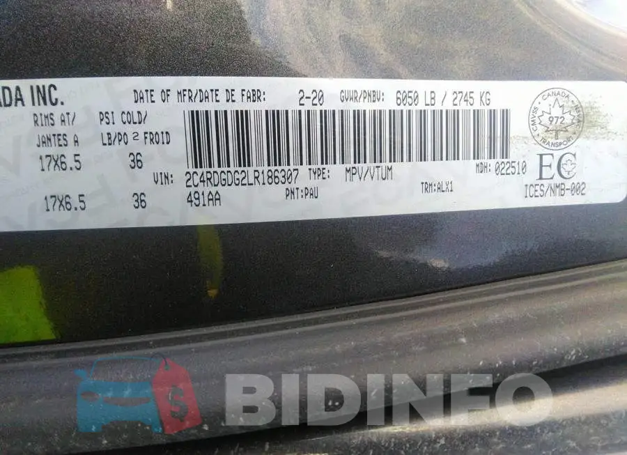 2C4RDGDG2LR186307 Photo# 9