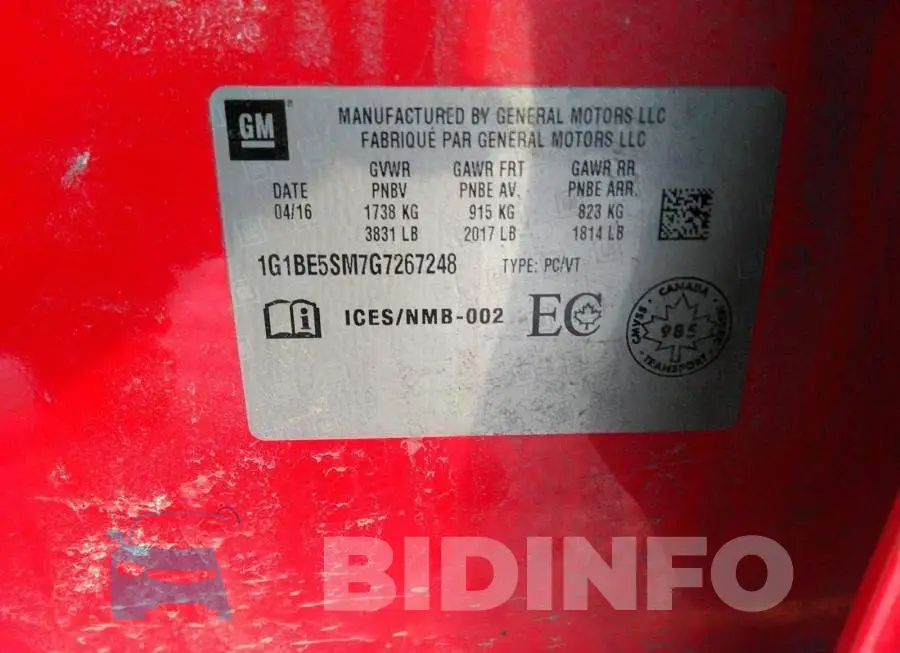 1G1BE5SM7G7267248 Photo# 9