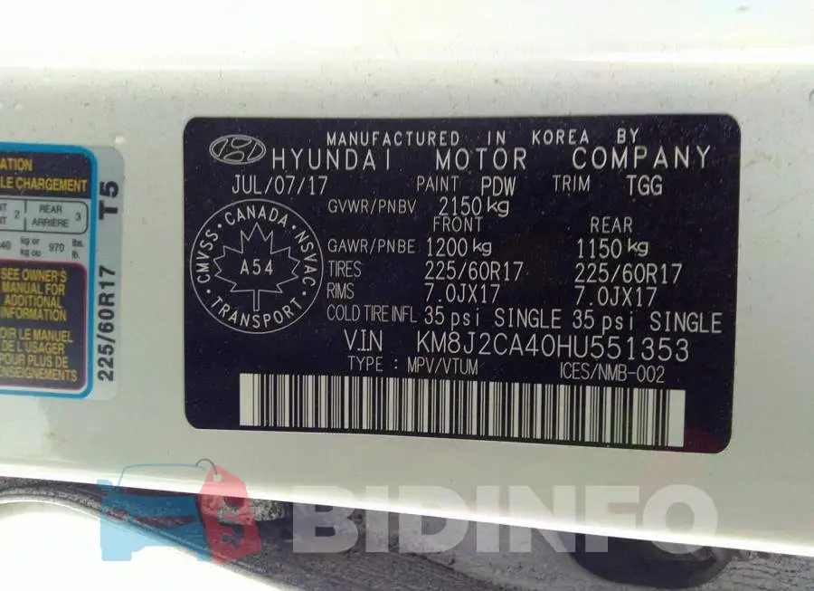 KM8J2CA40HU551353 Photo# 9