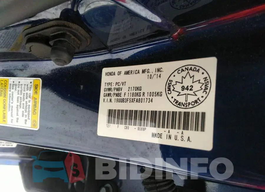 19UUB3F5XFA801734 Photo# 9