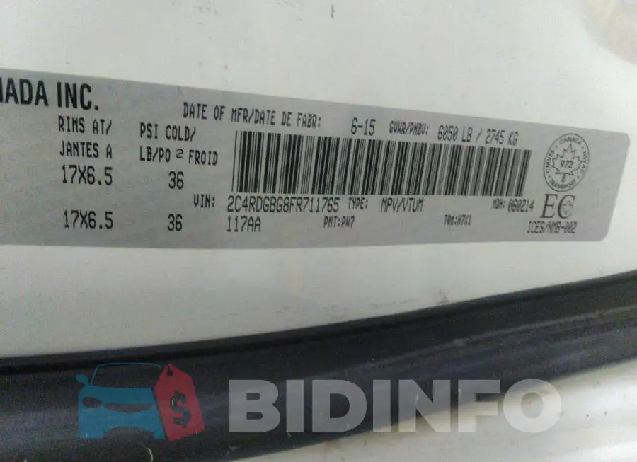 2C4RDGBG8FR711765 Photo# 9