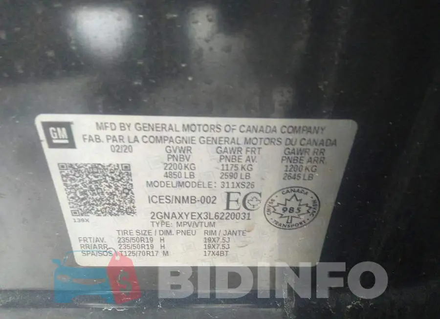 2GNAXYEX3L6220031 Photo# 9