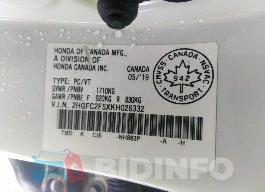 2HGFC2F5XKH026332 Photo# 9