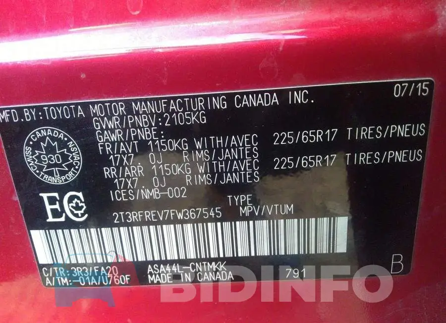 2T3RFREV7FW367545 Photo# 9