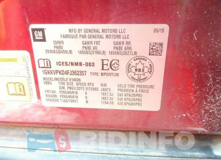 1GKKVPKD4FJ362357 Photo# 9