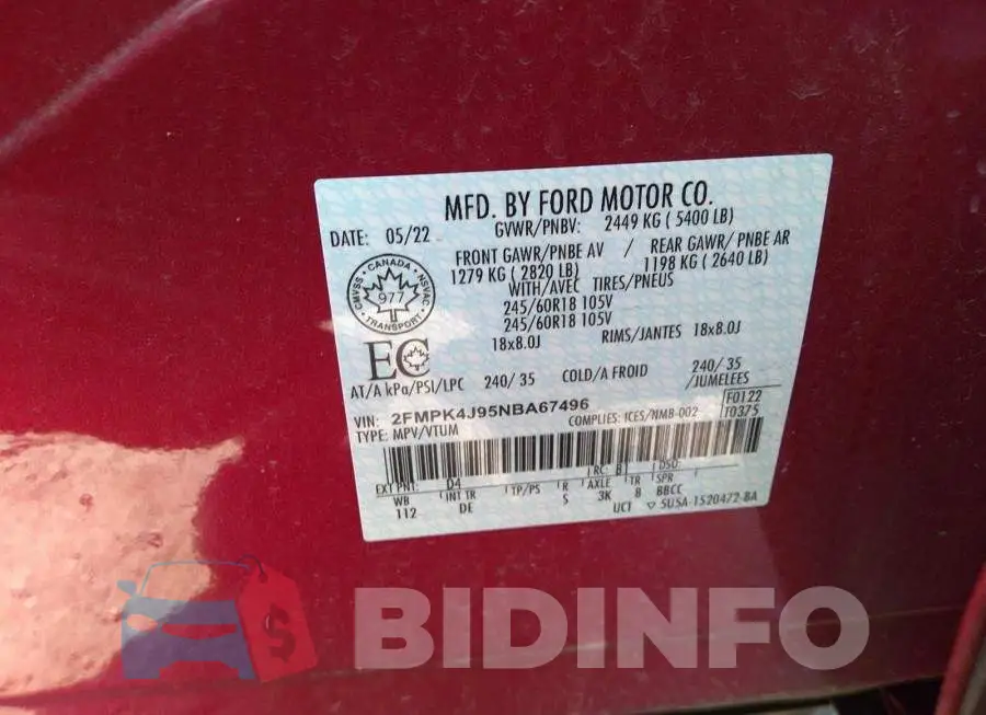 2FMPK4J95NBA67496 Photo# 9