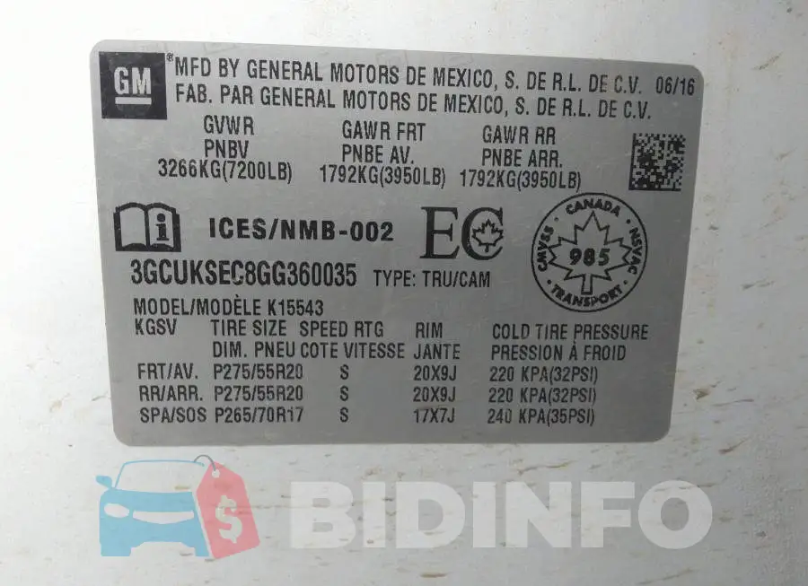 3GCUKSEC8GG360035 Photo# 9