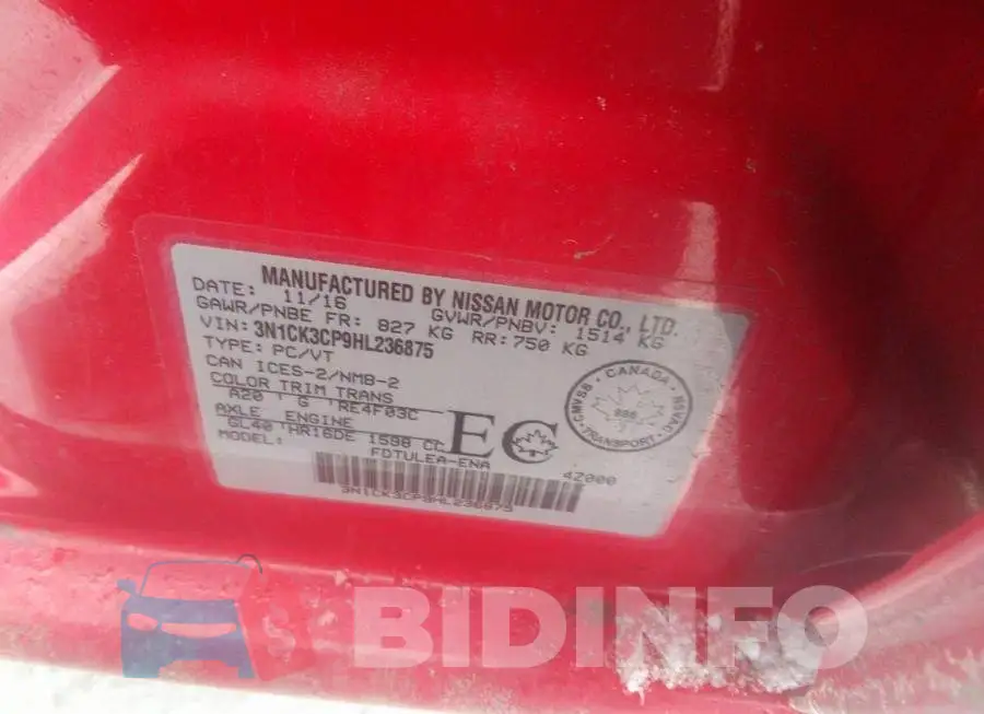 3N1CK3CP9HL236875 Photo# 9