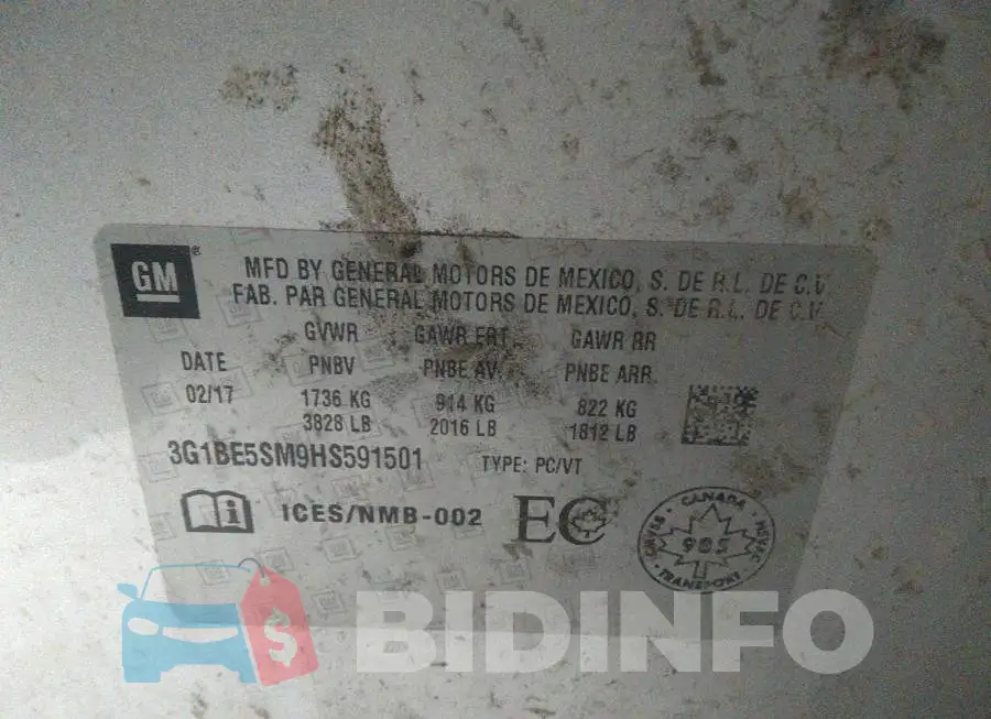 3G1BE5SM9HS591501 Photo# 9