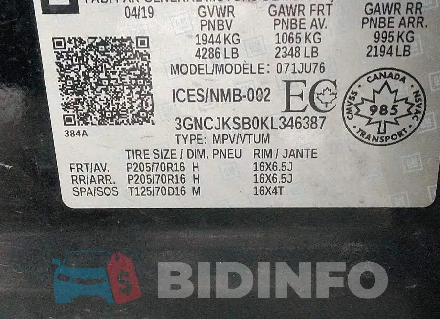 3GNCJKSB0KL346387 Photo# 9