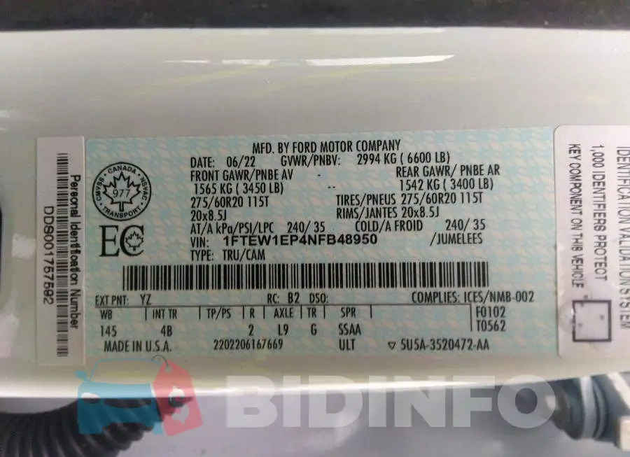 1FTEW1EP4NFB48950 Photo# 9