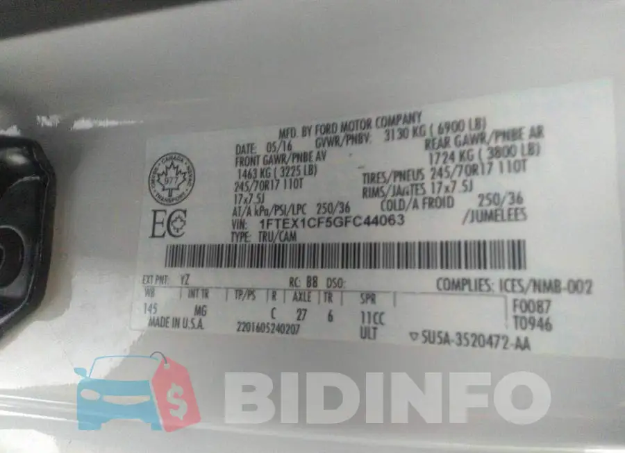 1FTEX1CF5GFC44063 Photo# 9