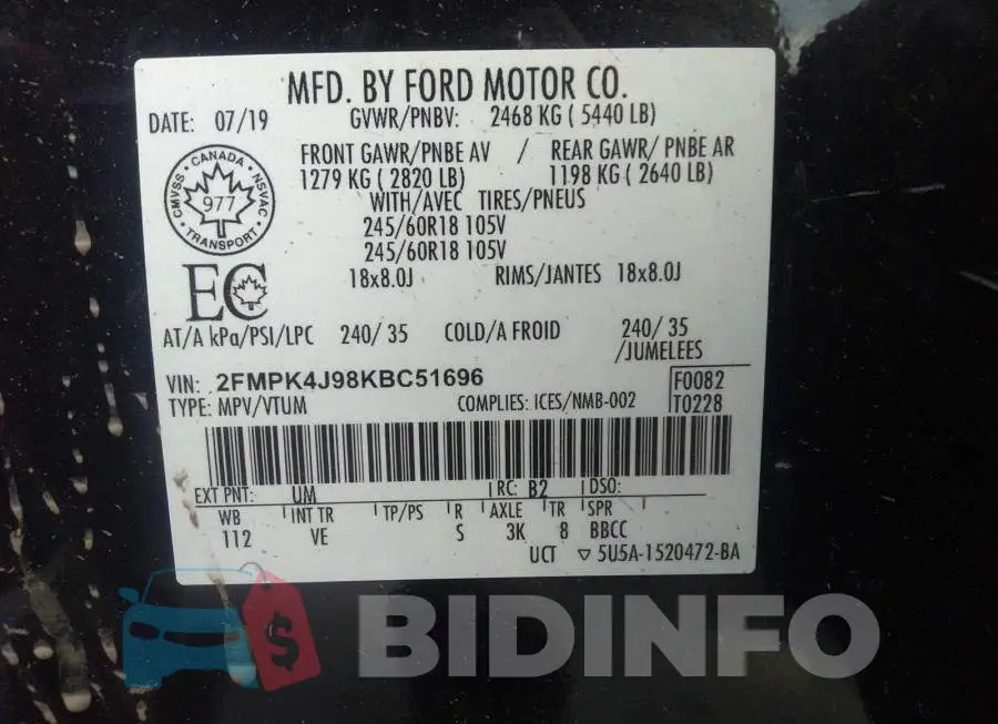 2FMPK4J98KBC51696 Photo# 9