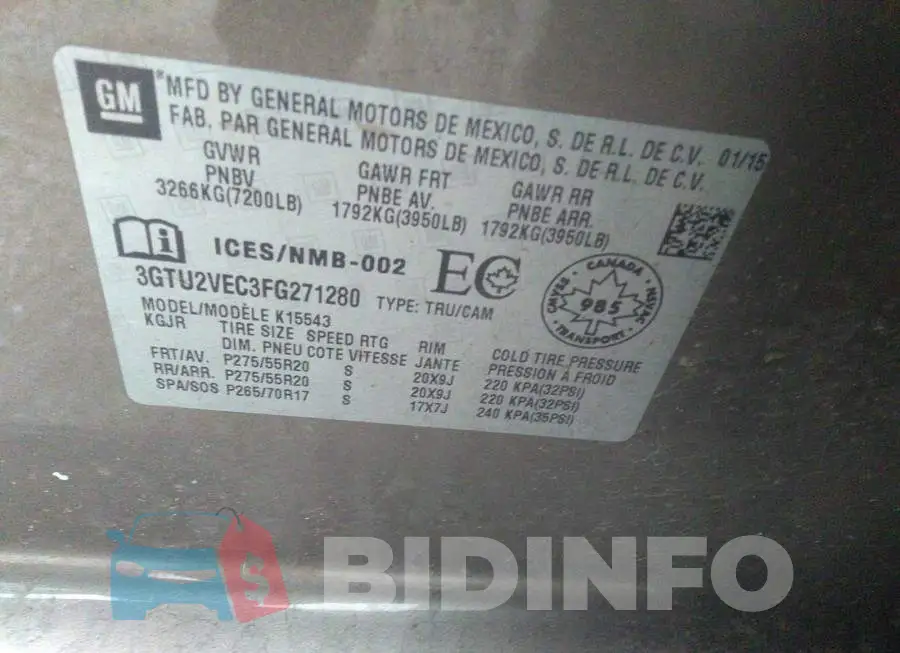 3GTU2VEC3FG271280 Photo# 9