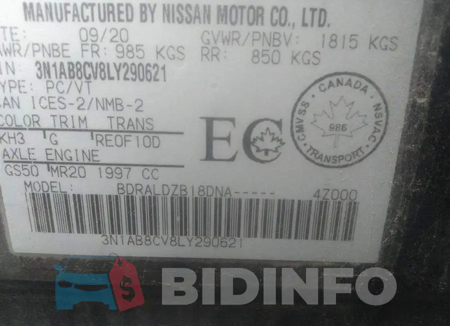 3N1AB8CV8LY290621 Photo# 9