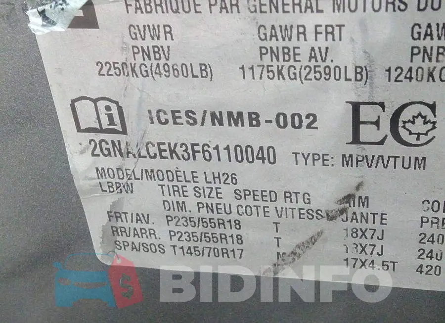 2GNALCEK3F6110040 Photo# 9