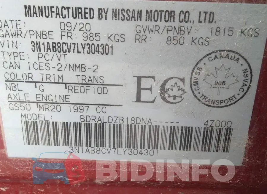 3N1AB8CV7LY304301 Photo# 9
