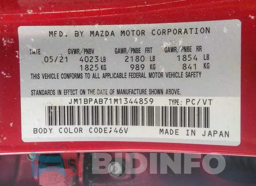 JM1BPAB71M1344859 Photo# 9