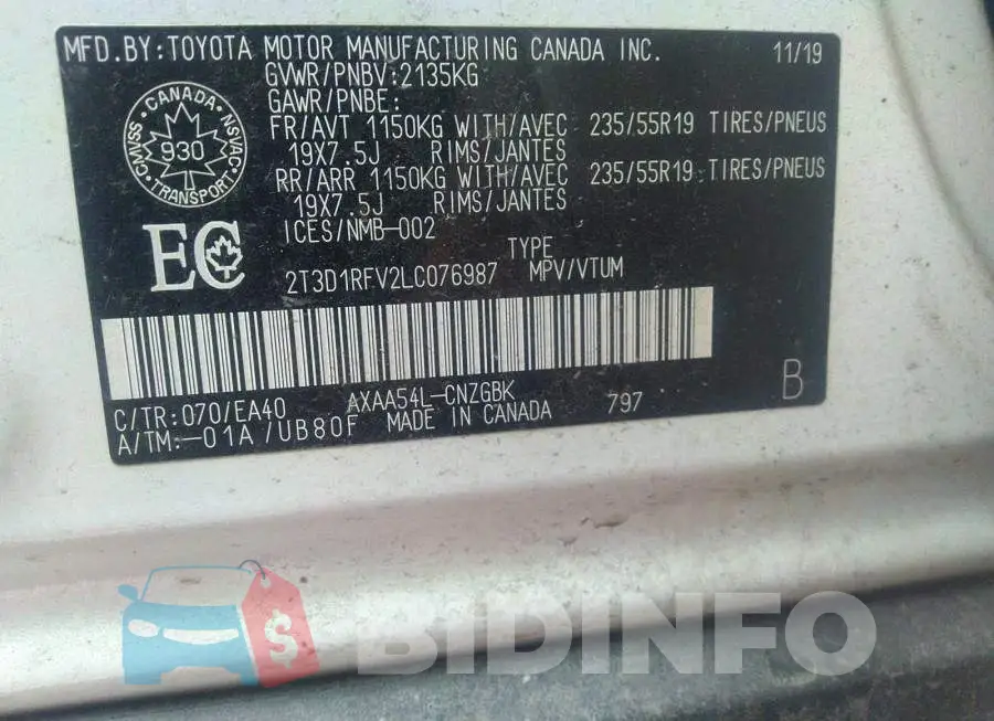 2T3D1RFV2LC076987 Photo# 9