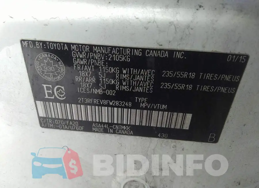 2T3RFREV8FW283248 Photo# 9