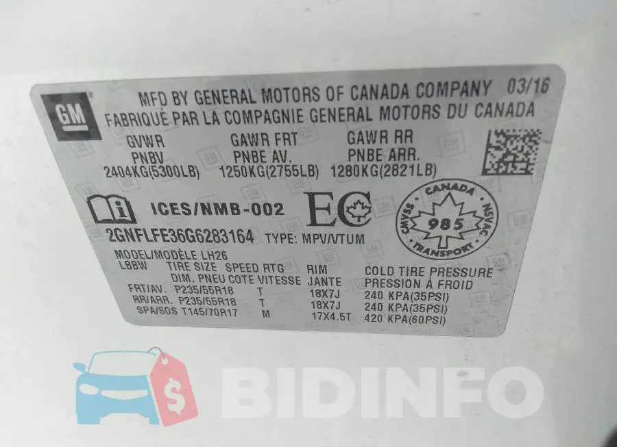 2GNFLFE36G6283164 Photo# 9