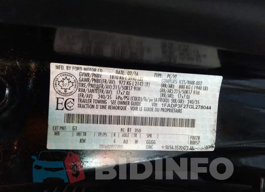 1FADP3F27GL278044 Photo# 9