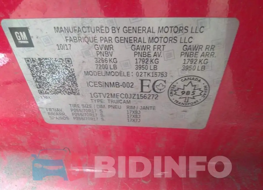1GTV2MEC0JZ156272 Photo# 9