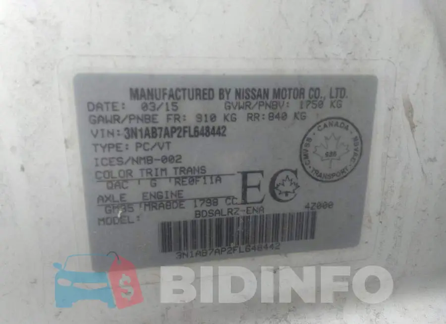 3N1AB7AP2FL648442 Photo# 9