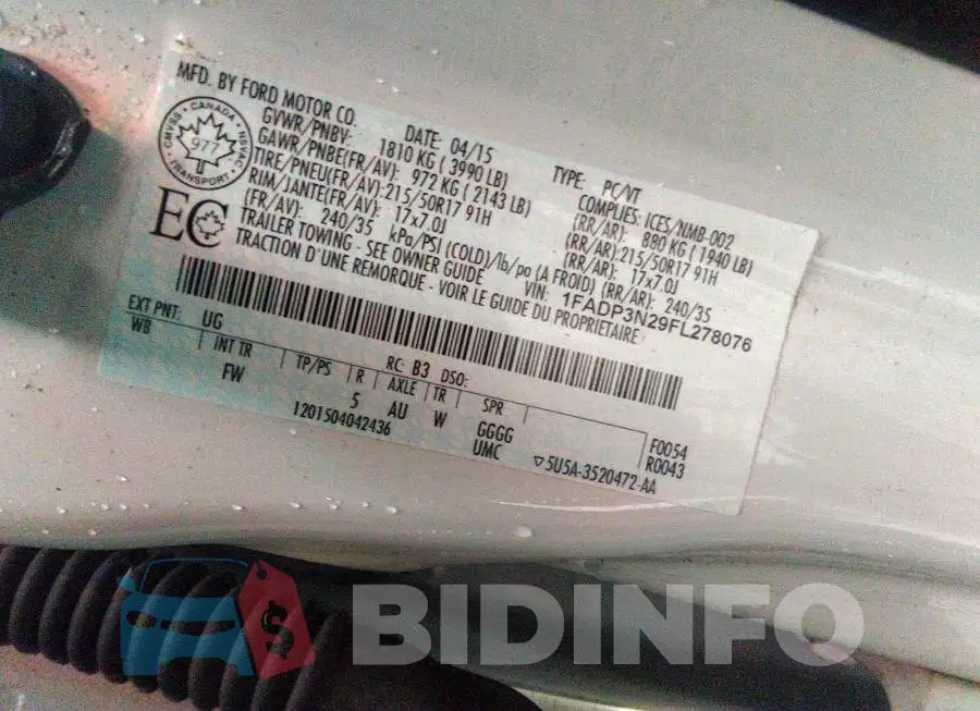 1FADP3N29FL278076 Photo# 9
