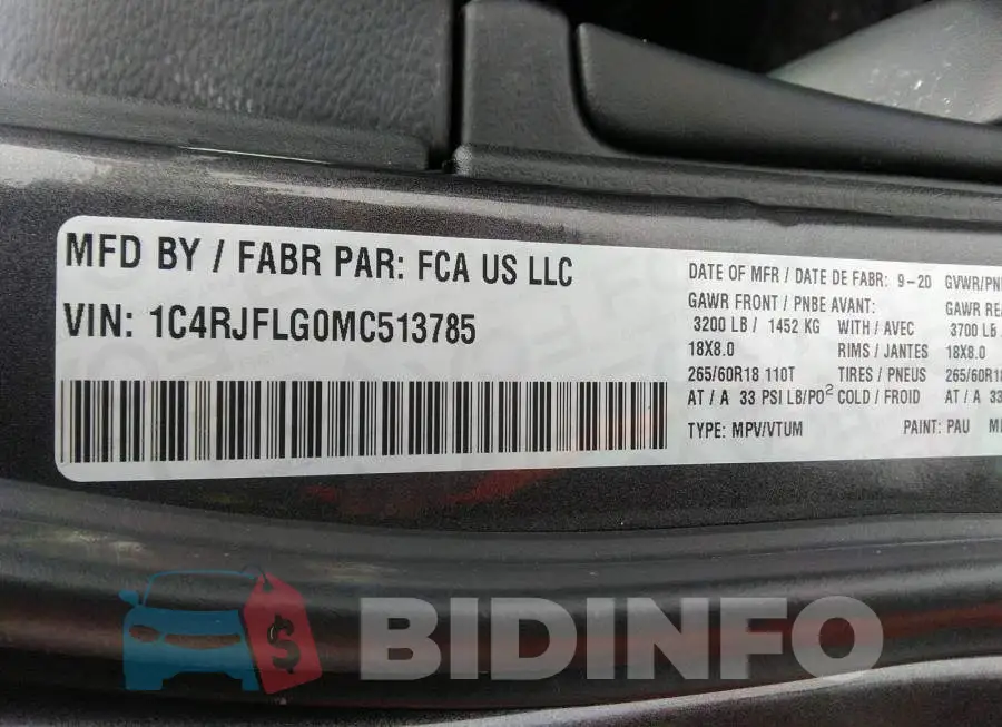 1C4RJFLG0MC513785 Photo# 9