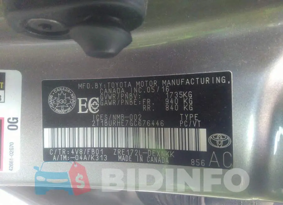 2T1BURHE7GC676446 Photo# 9