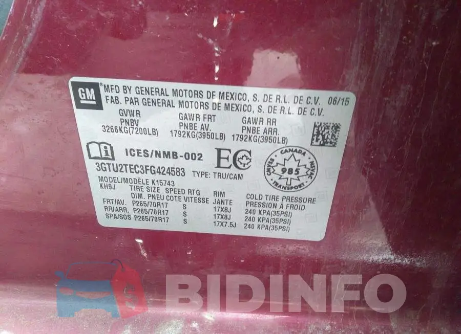 3GTU2TEC3FG424583 Photo# 9
