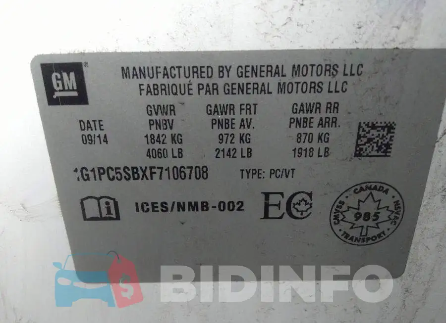 1G1PC5SBXF7106708 Photo# 9
