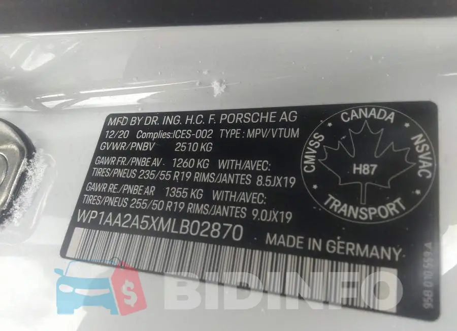 WP1AA2A5XMLB02870 Photo# 9