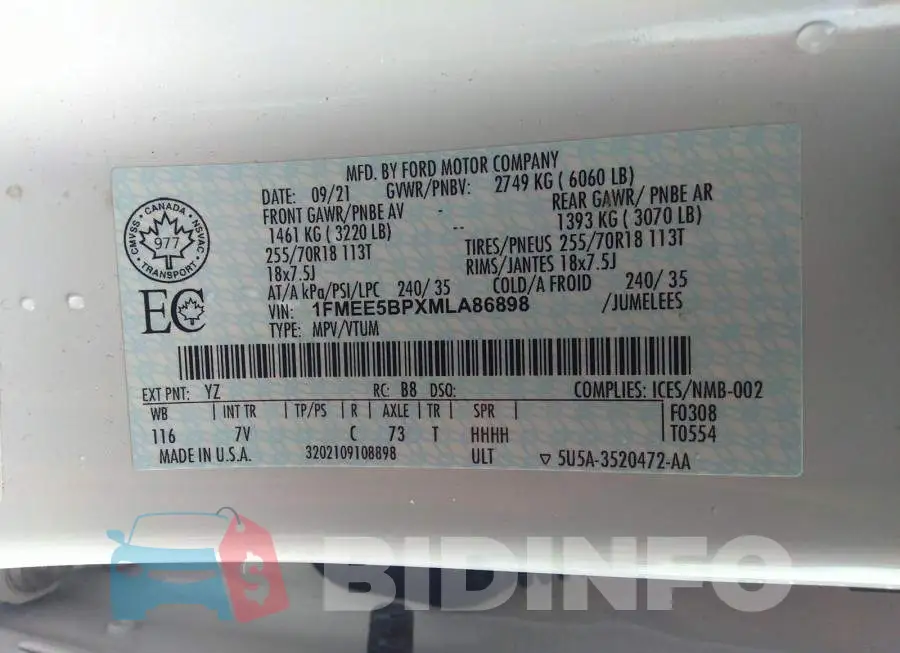 1FMEE5BPXMLA86898 Photo# 9