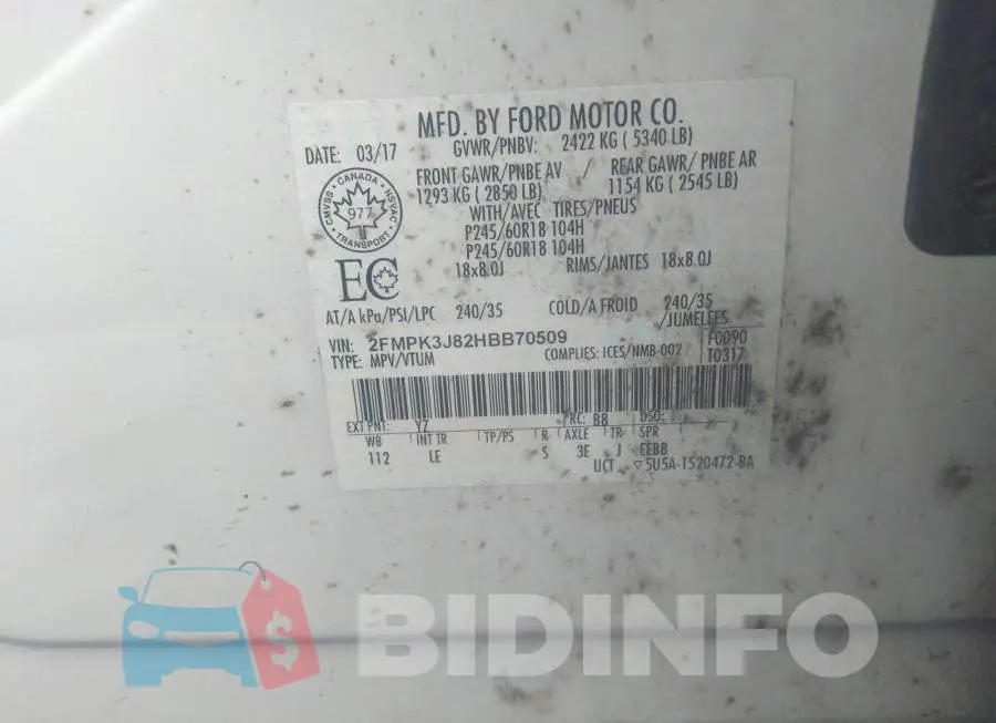 2FMPK3J82HBB70509 Photo# 9