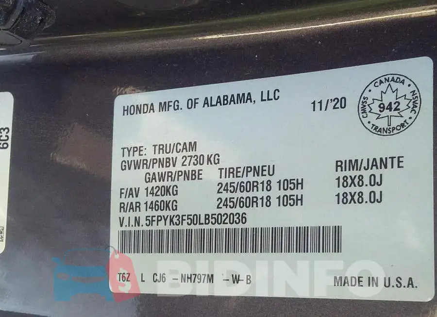 5FPYK3F50LB502036 Photo# 9