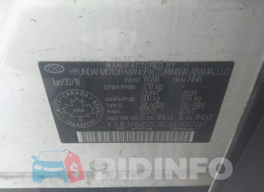 5NMS2CAD5KH007261 Photo# 9