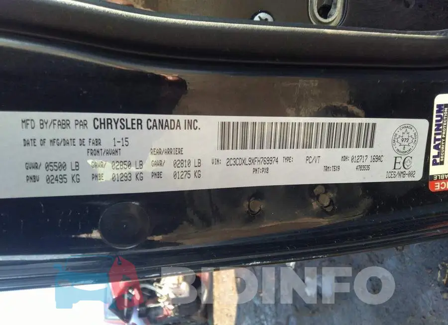 2C3CDXL9XFH769974 Photo# 9