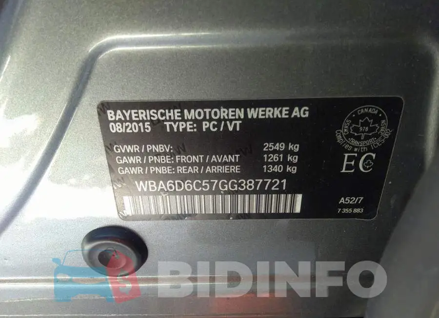 WBA6D6C57GG387721 Photo# 9